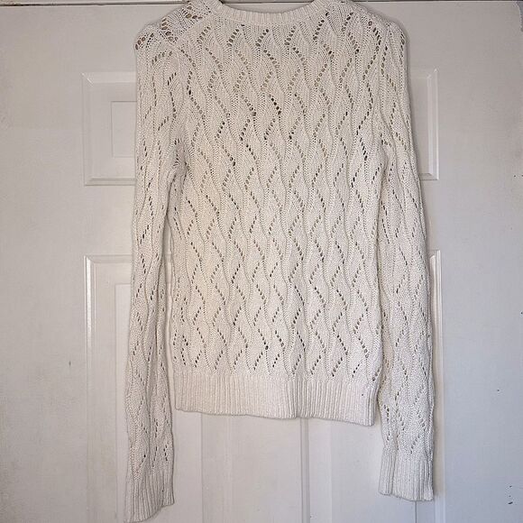 Ann Taylor Loft Cream Knitted Sweater Wool Rabbit Hair Blend - Picture 6 of 12